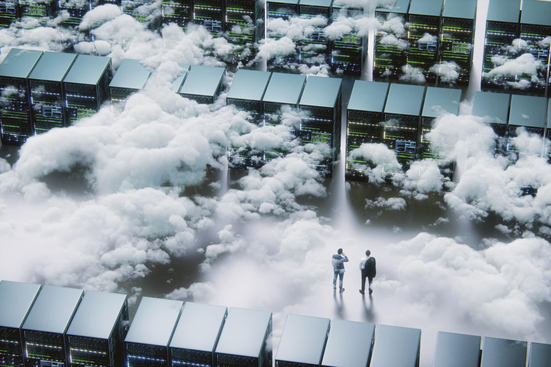 Serverschränke die sich in der Cloud für Unternehmen.