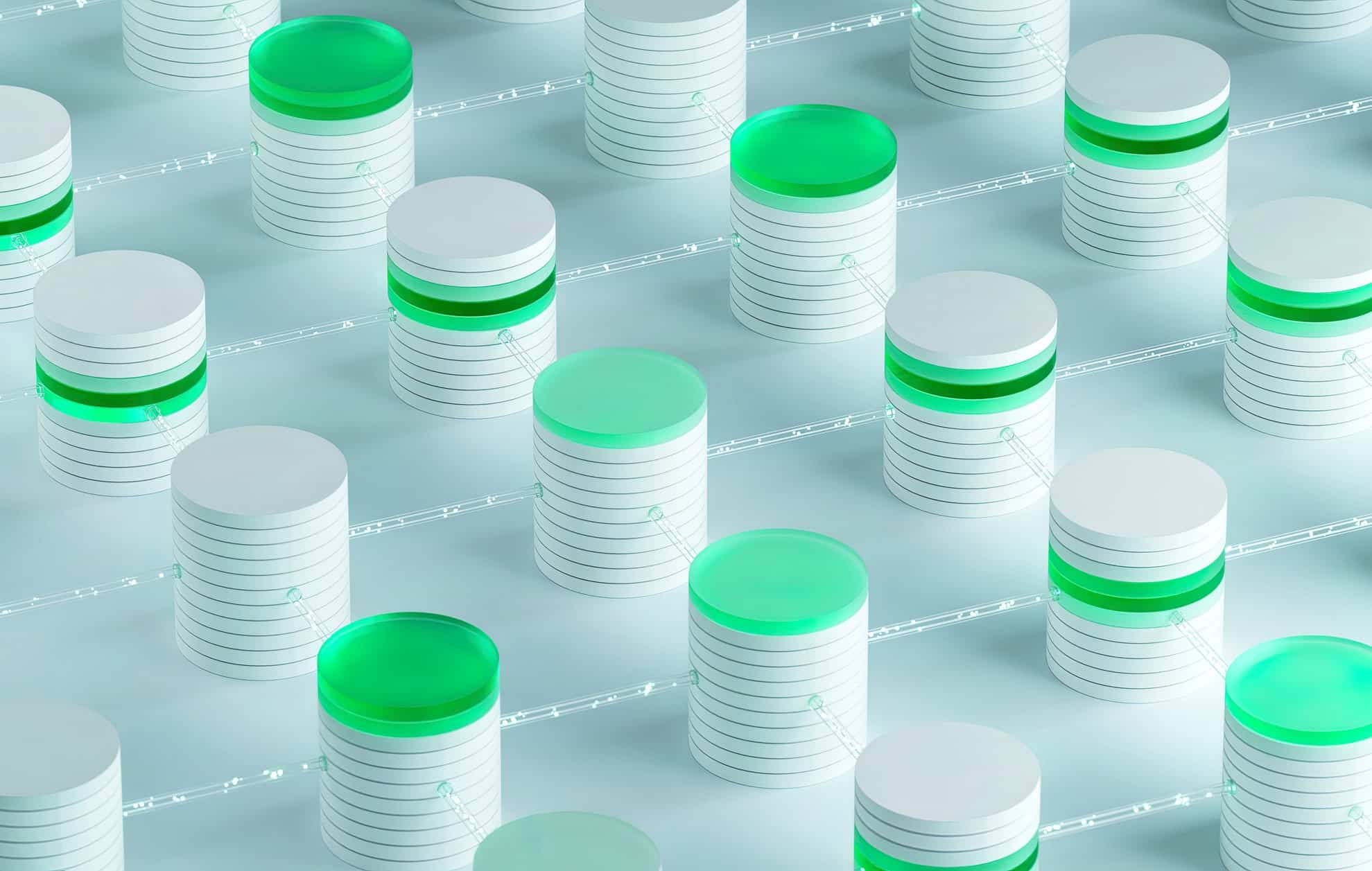 Darstellung von vielen Speicherplätzen in der Cloud für KMU.
