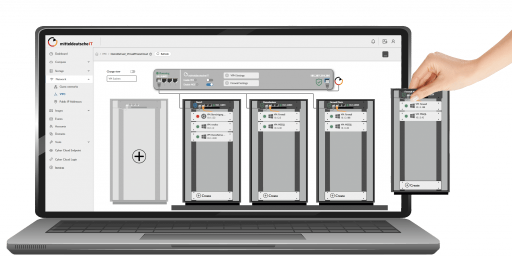 Die Cloud speziell für IT-Dienstleister - die komplette IT auf Knopfdruck mit der IaaS-Plattform der mitteldeutsche IT bereitstellen.